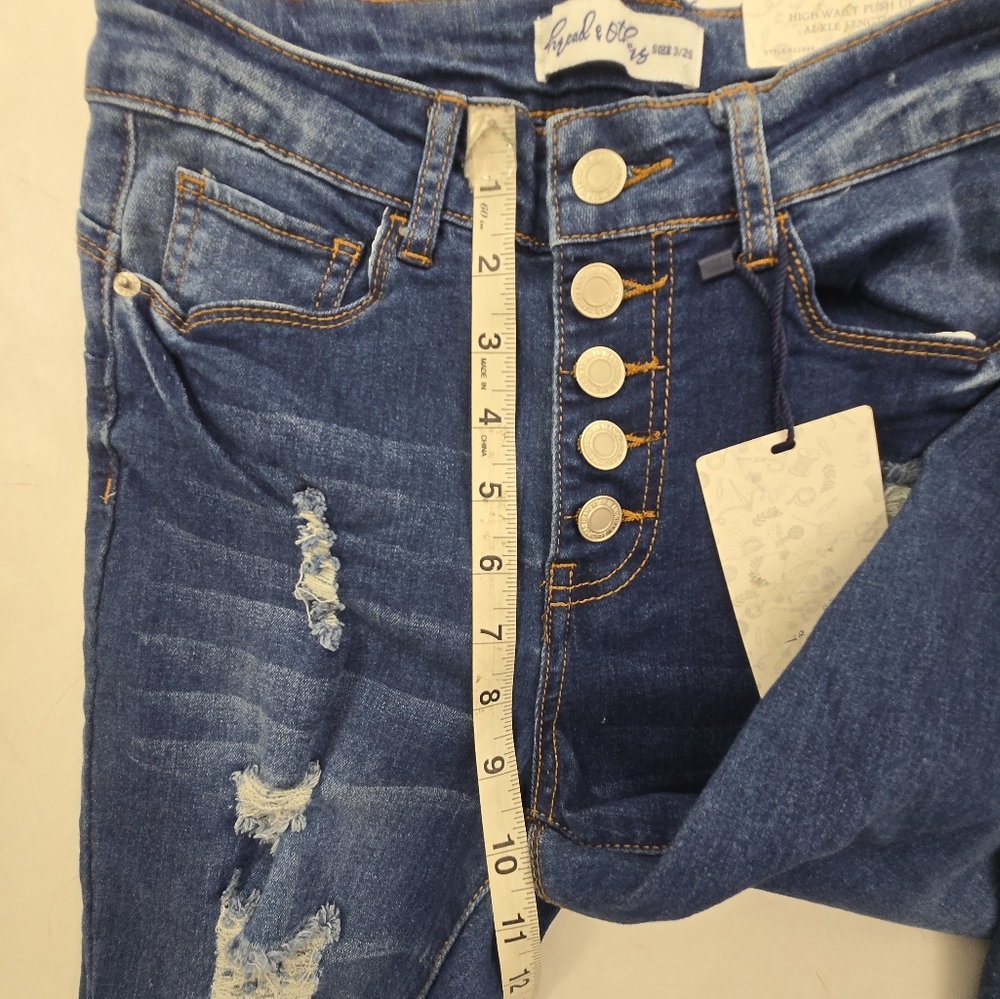 Thread & Others Jeans 3/26High Rise Button Fly Distressed Stretch Ankle Skinny - Picture 6 of 9